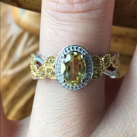 Artistic Heliodor Yellow Sapphire Sterling Silver Ring Size 6.75 - Picture 1 of 8